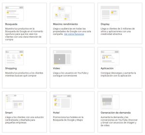 campañas en google ads tipos